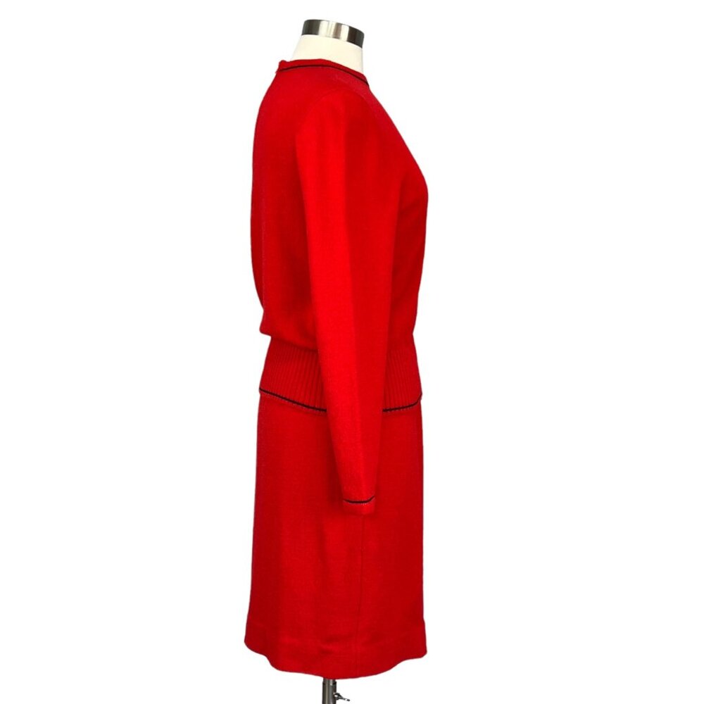 Vintage Don Sayres Wellmore Womens Santana Knit Skirt Sweater Jacket Red 10 12 - Picture 10 of 15